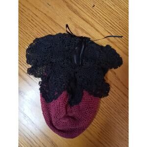 Austentation Victorian Civil War Style Snood Hair Net Maroon and Black